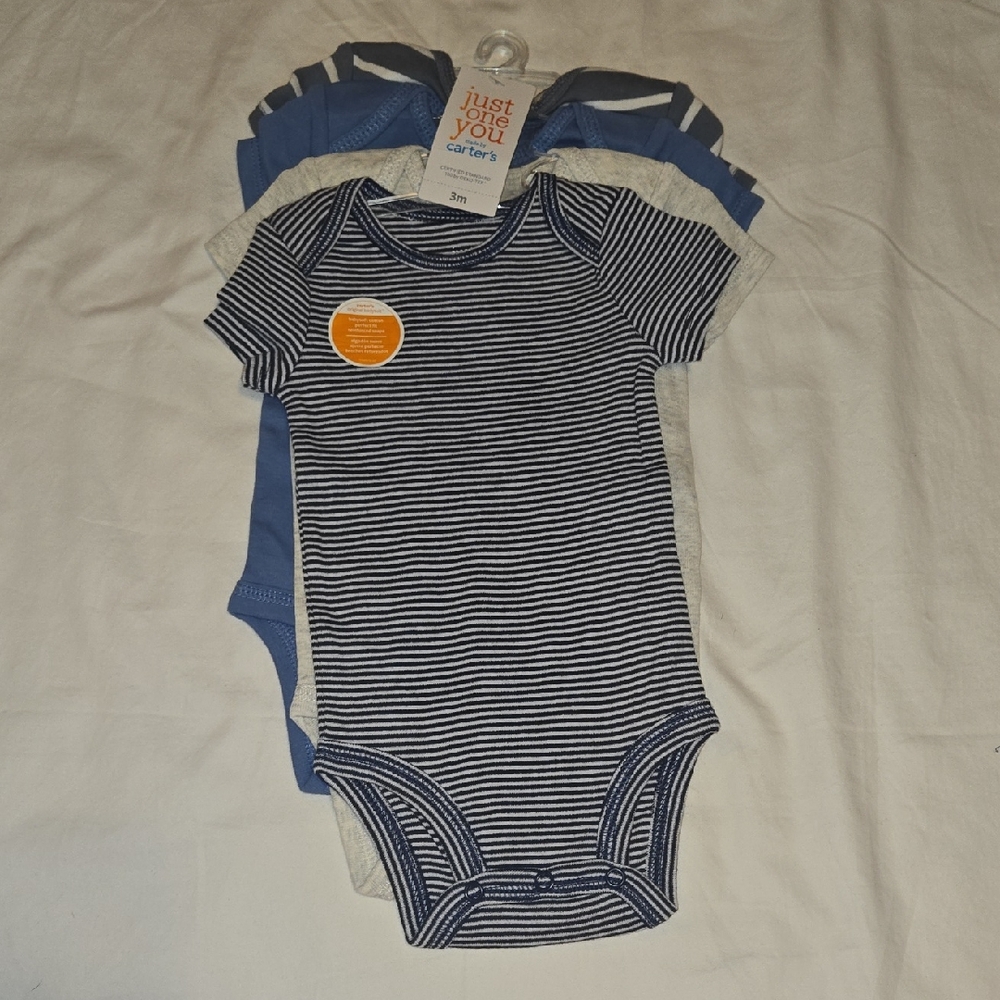 Carter's Blue and White Striped Bodysuit Set
